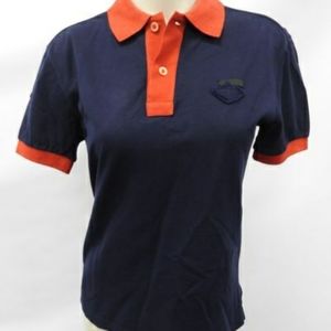 Prada Polo blue/ red, no size on tag. Measurements below.